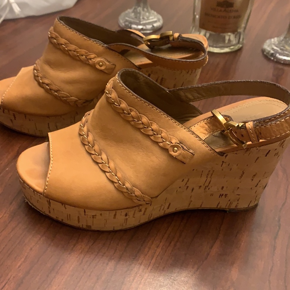 Chloe Leather Slingback Wedges